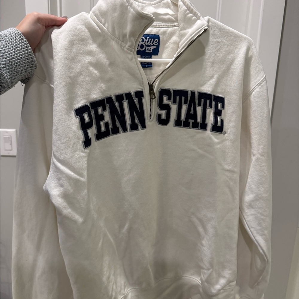 Blue 84 White Zip-Up Penn State  Sweater